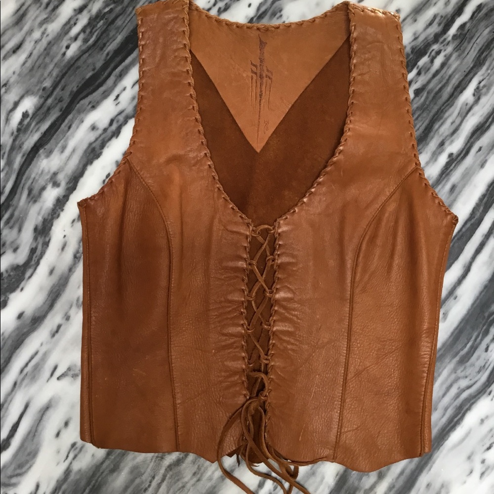 Leather lace up top